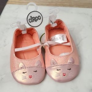 New Circo Pink Glittery Ballet Flats 6-9 Months NWT  (A-1)